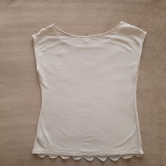 Express women cream lace front boatneck top size xs - Picture 5 of 6